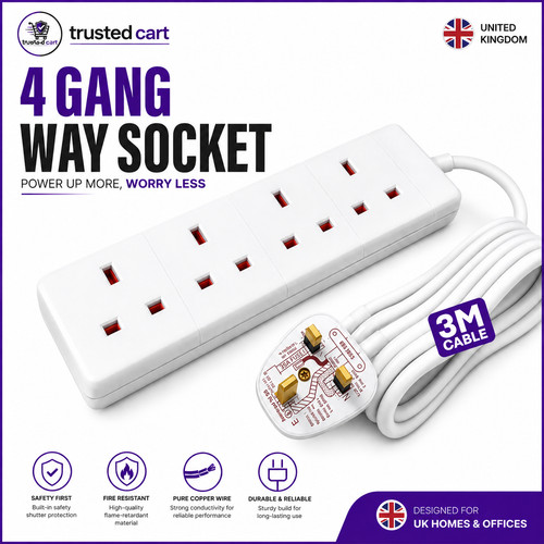 Gang extension lead - lead, 3m