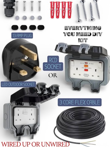 Outdoor plug socket with - , cable